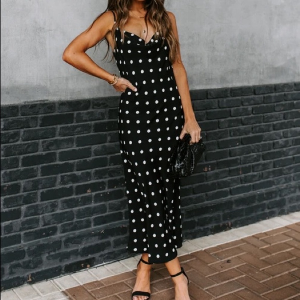 Vici How Sweet Is She Polka Dot Midi Slip Dress
